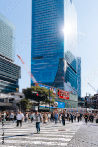 Canvas Print Shibuya Scramble Crossing, Tokyo, crowd of pedestrians and tourists walking on p