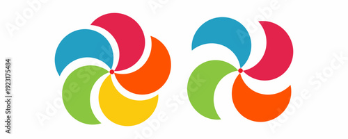 Infographic of overlapping colorful circles, divided into 4 or 5 sections. vector illustration