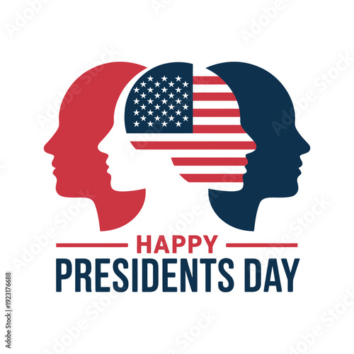 Three diverse human profiles represent national unity for holiday.