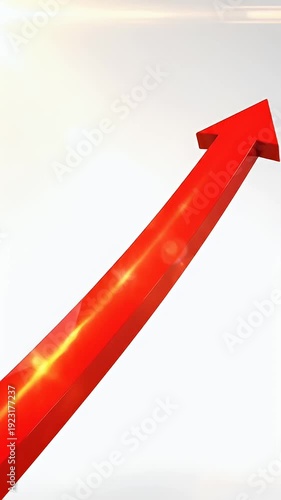A red arrow pointing upwards in a white video background