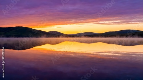 Wallpaper Mural Vivid sunset colors reflected on a tranquil lake surface Torontodigital.ca