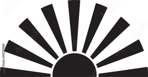 Black Sunburst Graphic Design Element Isolated on White Background