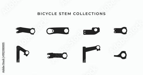 Bicycle stem icons set. Set of various types of bicycle stem icons simple flat vector illustration. Bike component symbol logo
