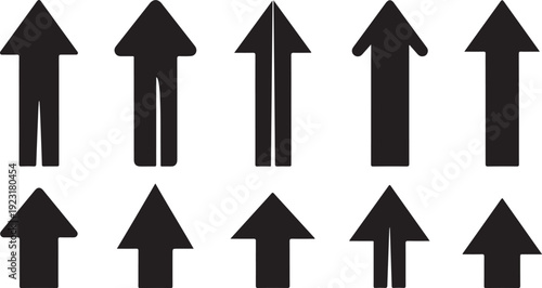 Black Arrows Pointing Upward on White Background Illustration