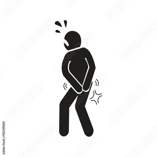 The silhouette illustration of a person holding in a bowel movement is usually designed to convey a sense of urgency, physical discomfort, and panic.