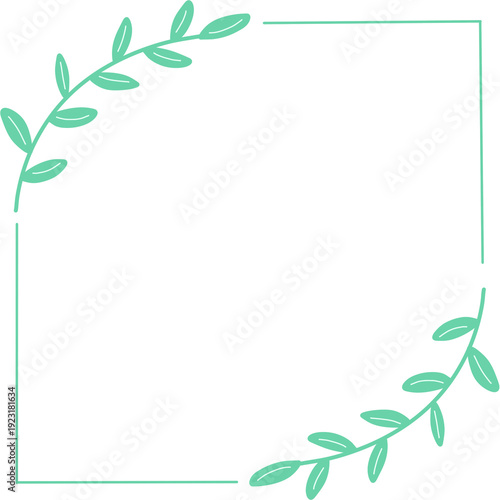 frame for text with green leaves