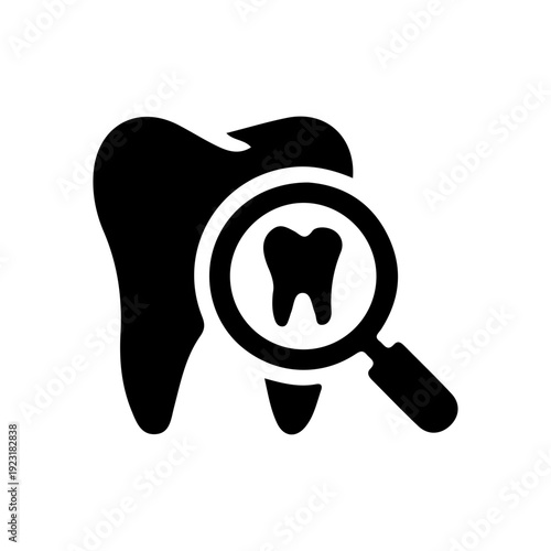 Dental Checkup Magnifying Glass Icon