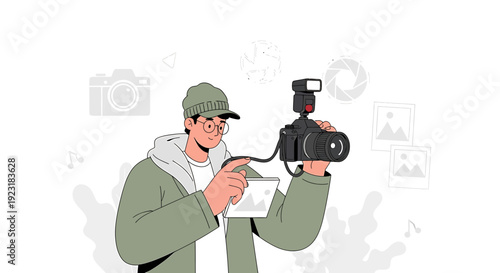 Creative Photographer Capturing Images with Camera and Flash