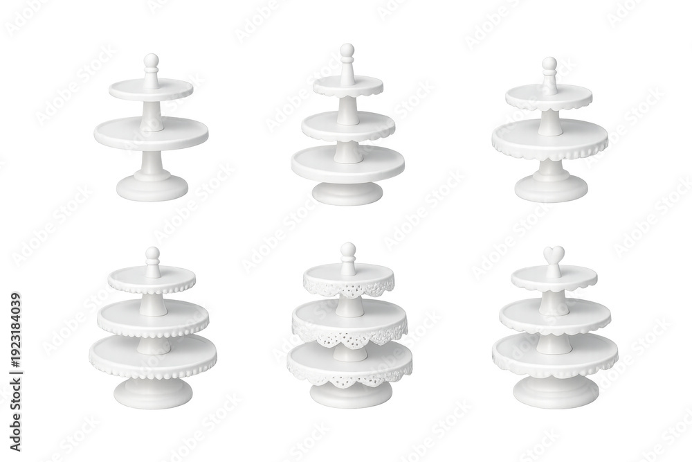 Fototapeta premium White tiered dessert stands on transparent background