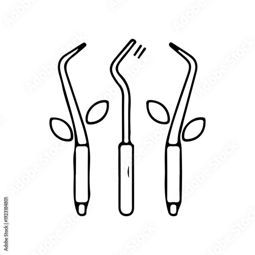 Dental Tools with Leaves Icon