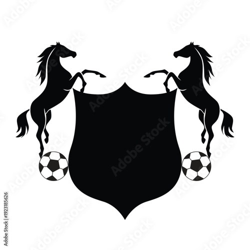 Heraldic Horse Crest with Soccer Ball
