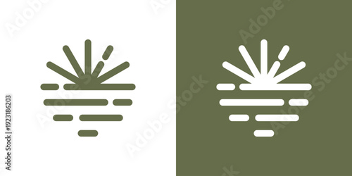 Dual meaning logo combining sun and beach elements, symbolizing warmth, relaxation, freedom, positivity, and a vibrant coastal lifestyle identity.