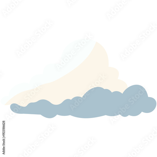 Beige and blue-grey layered cloud perfect for sky backgrounds, gentle weather graphics, soft atmospheric designs, and contemporary flat illustration with muted color palette.