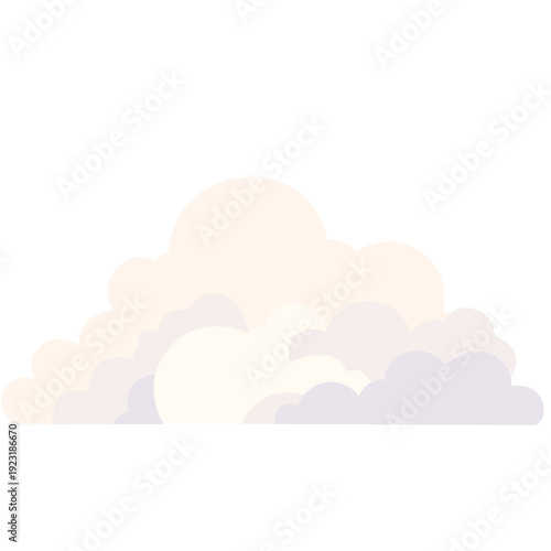 Pale cream layered cloud ideal for delicate sky designs, soft weather graphics, gentle atmospheric elements, peaceful backgrounds, and warm flat illustration style.