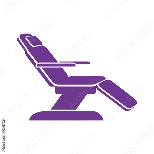 Purple silhouette of a reclining chair with a footrest and armrest