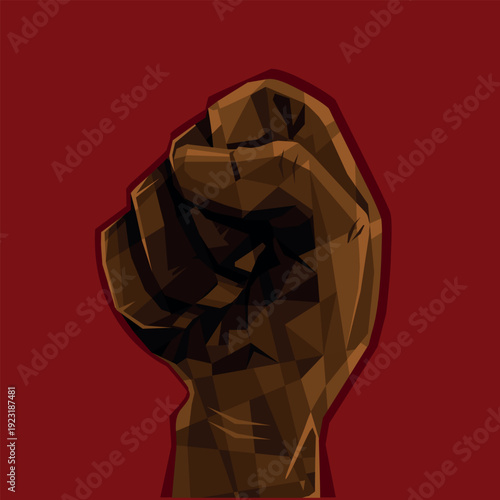 Punho cerrado negro em símbolo de luta contra o racismo - mosaico sem contorno