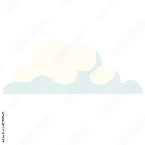 Layered cream and blue cloud formation ideal for calm weather graphics, soft sky backgrounds, atmospheric designs, and gentle decorative elements with soothing flat illustration style.