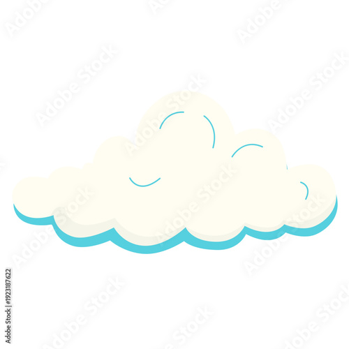 Cream cloud with blue outline and content expression ideal for peaceful illustrations, calm weather designs, serene backgrounds, and tranquil decorative elements with soothing flat style.
