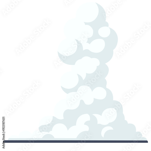 Vertical grey steam or smoke cloud formation perfect for industrial illustrations, vapor effects, atmospheric elements, and dynamic sky designs with flat graphic style.