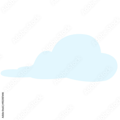 Light blue fluffy cloud ideal for fair weather illustrations, pleasant sky backgrounds, calm atmospheric designs, and soft decorative elements with contemporary flat style.