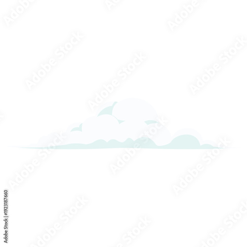 Light mint and blue cloud ideal for fresh weather illustrations, calm sky backgrounds, spring designs, and soothing atmospheric elements with soft flat style.