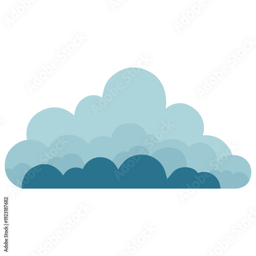 Blue cumulus cloud stack ideal for weather forecasts, fair sky illustrations, meteorological designs, and puffy atmospheric elements with layered flat graphic style.