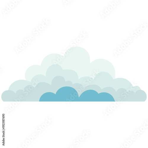 Light blue and grey layered cloud perfect for overcast weather, sky scenes, meteorological designs, and atmospheric illustrations with soft contemporary flat style.