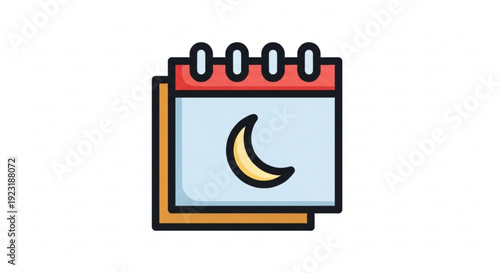 Calendar icon with crescent moon at night