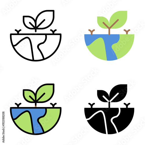 Earth day icon collection of various styles for ecology and environment, Design Branding, Print, and Digital Media