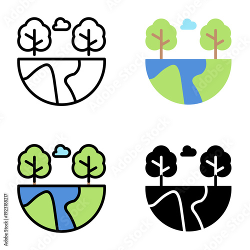 Green earth icon collection of various styles for ecology and environment, Design Branding, Print, and Digital Media