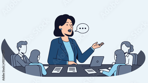 Woman Leading Business Meeting with Colleagues.
