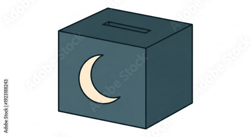Dark blue donation box with crescent moon slot