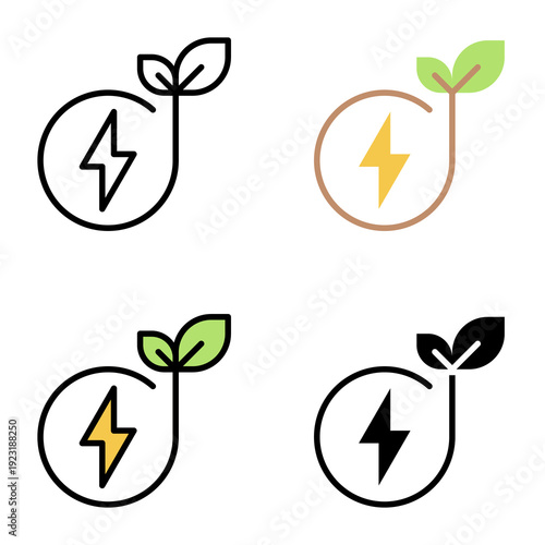 Clean energy icon collection of various styles for ecology and environment, Design Branding, Print, and Digital Media