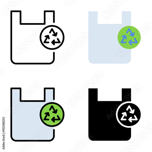 Recycled plastic icon collection of various styles for ecology and environment, Design Branding, Print, and Digital Media