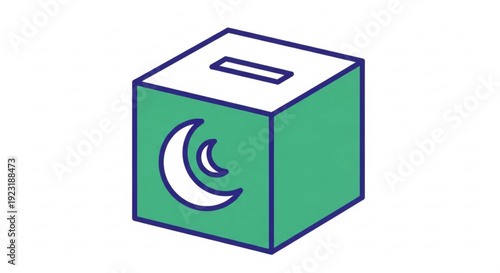 Green donation box with crescent moon slot