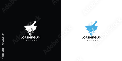 Mortar and Pestle Logo - Pharmacy Medicine Healthcare Science.