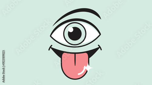 Cartoon Eye with Tongue Out Illustration.