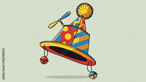 Colorful Party Hat with Maracas Decoration.