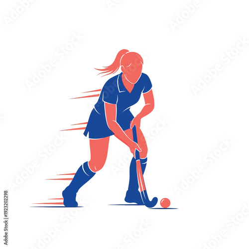 Female field hockey player in action.