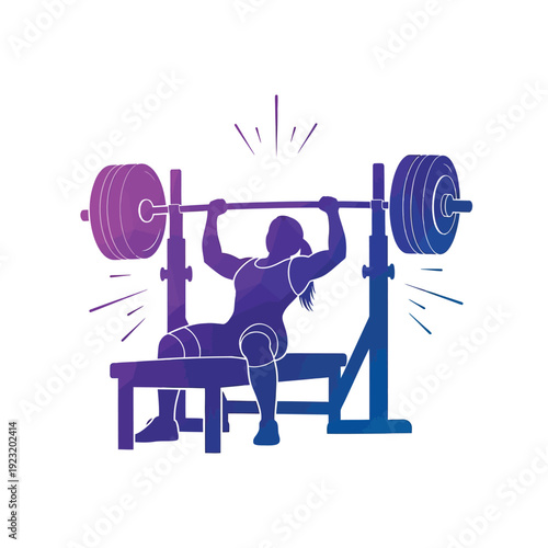 Female Powerlifter Bench Pressing Heavy Weight.