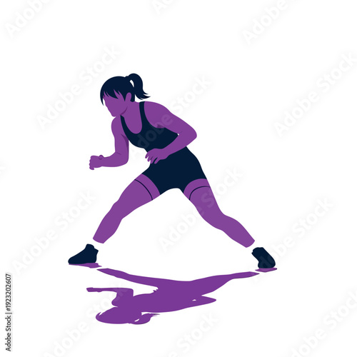 Female Wrestler in Ready Stance.