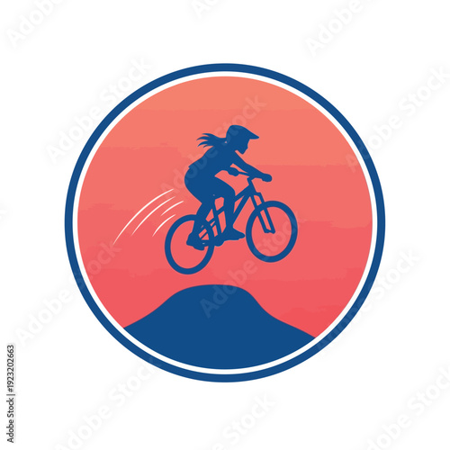 Mountain Biker Jumping Hill Icon.