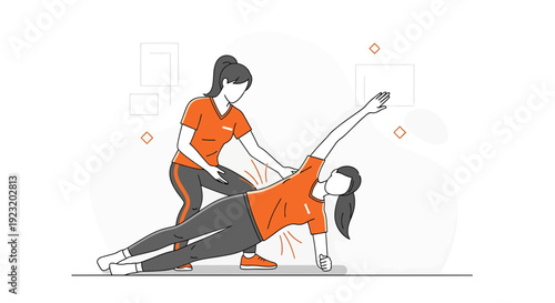 Physical Therapy Session, Patient Exercising with Trainer, Rehabilitation, Health