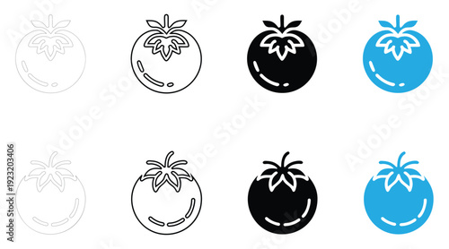 tomato icon vector, tomato vegetables and fruits vector, silhouette and line art illustration
