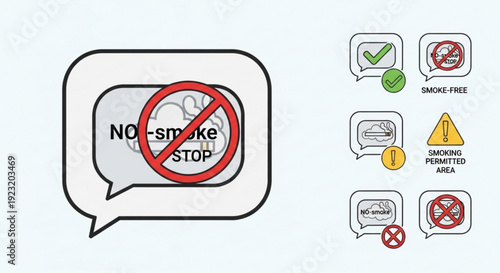 No smoking signs and symbols for public health awareness campaigns