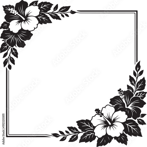 black and white flower frame
