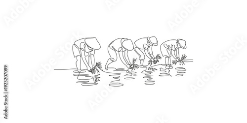 A minimalist black and white line drawing showing several runners crouched at the starting line of a race