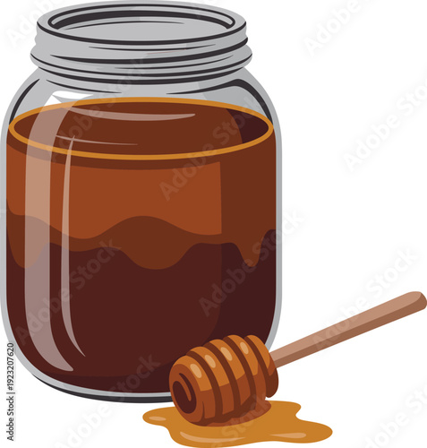 Jar of honey food vector on white background.