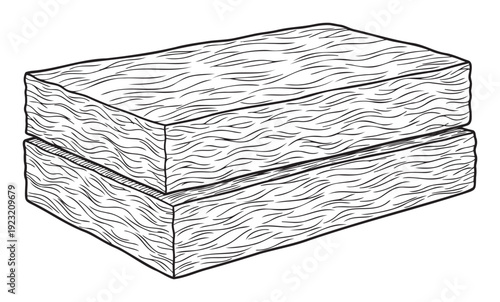 A simple black outline drawing depicting two stacked rectangular blocks with wavy surface textures, suitable for educational resources, print media, or graphic content.