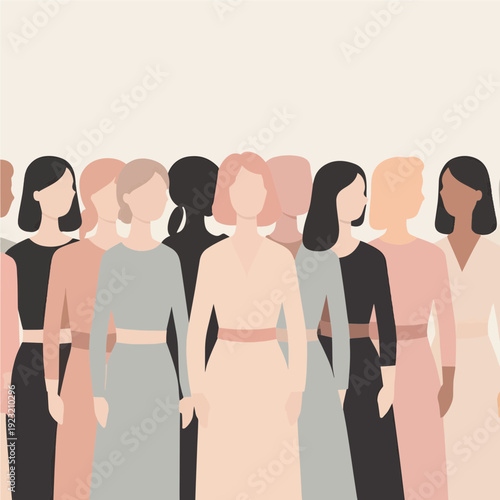 Close Up Diverse Women Group Illustration for Social Diversity and Unity